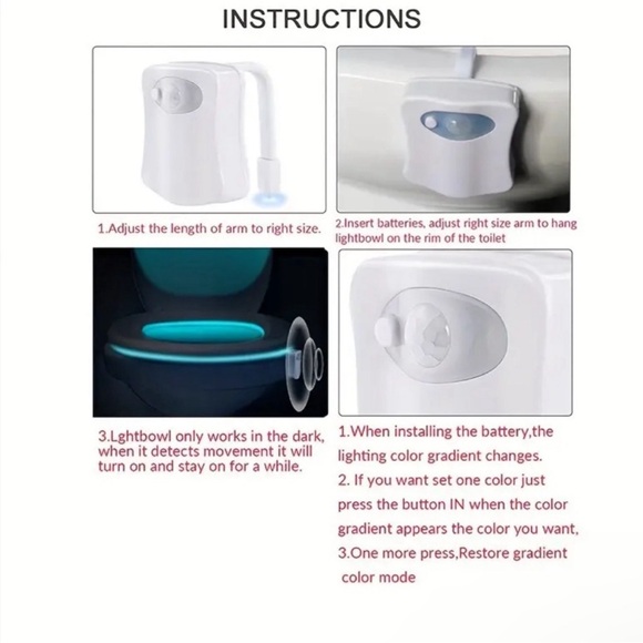 1pc Motion Sensor Toilet Night Light, 8-Color LED Bowl Light - Picture 5 of 8